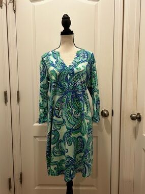Lilly Pulitzer Rossmore Tunic Dress Green and Blue Paisley